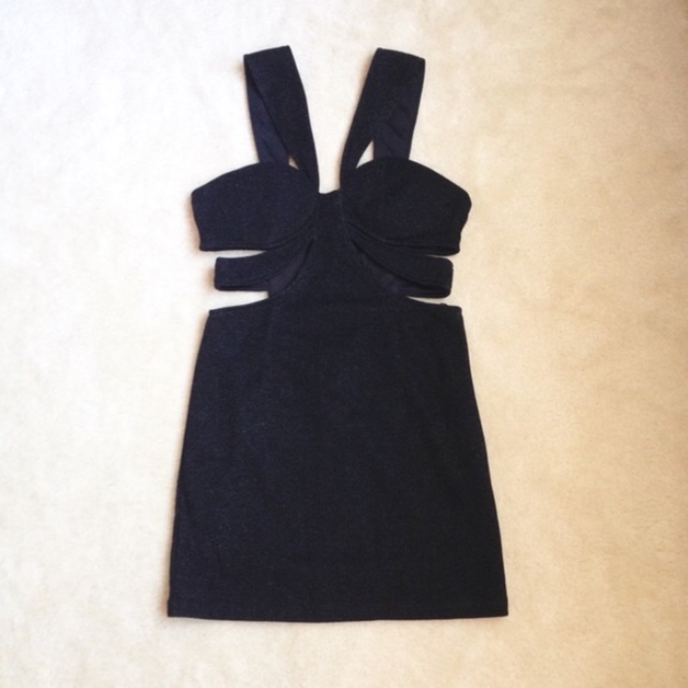 Shimmery Black cutout mini dress